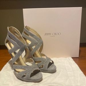 JIMMY CHOO Suede Studded Sandal sz 37
